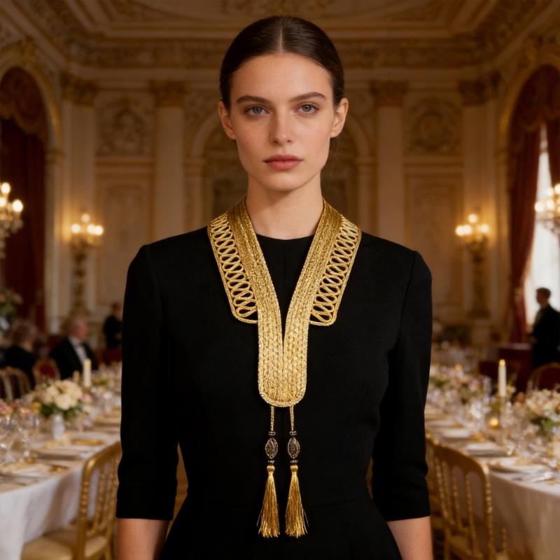 Gold Thread Collar Trim Sewing Applique For Handmade Suits And Dance Costume Clothing Embellishment Sewing Accessories