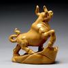 Earthy Yellow Ceramic Zodiac Ox Figurine: Soaring Spirit Auspicious Mascot for Home Relaxation