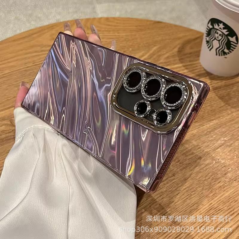 Laser water ripple Suitable for Samsung S25Ultra mobile phone case A16 glitter lens film s24u ripple anti-drop cover