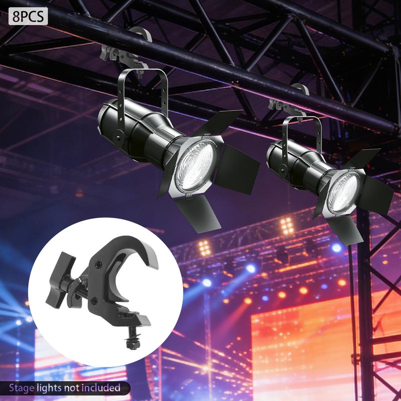 8 Stück Bühnenlichtklemmen Heavy Duty Schnellverschluss Traversenmontagehaken Aluminiumlegierung Bühnenlicht Traversenklemme