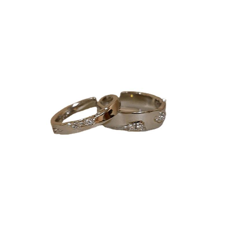 Silver Zircon Open Ring Set: Cold Style Couple Rings for Women, Trendy Index Finger Accessories