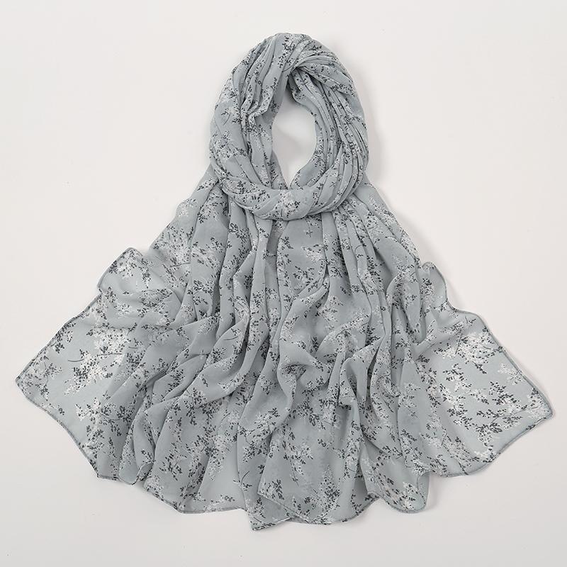 Modischer Blumenmuster Chiffon Schal Für Muslimische Frauen Chiffon Hijab Mode Damen Elegante Lange Schals Wickeltücher Fabrik