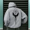 2025 New Arrival Men's Pure Color Hoodie High Quality Ancient Viking Raven Pattern Sweatshirt Autumn Winter Casual Sporty Coats