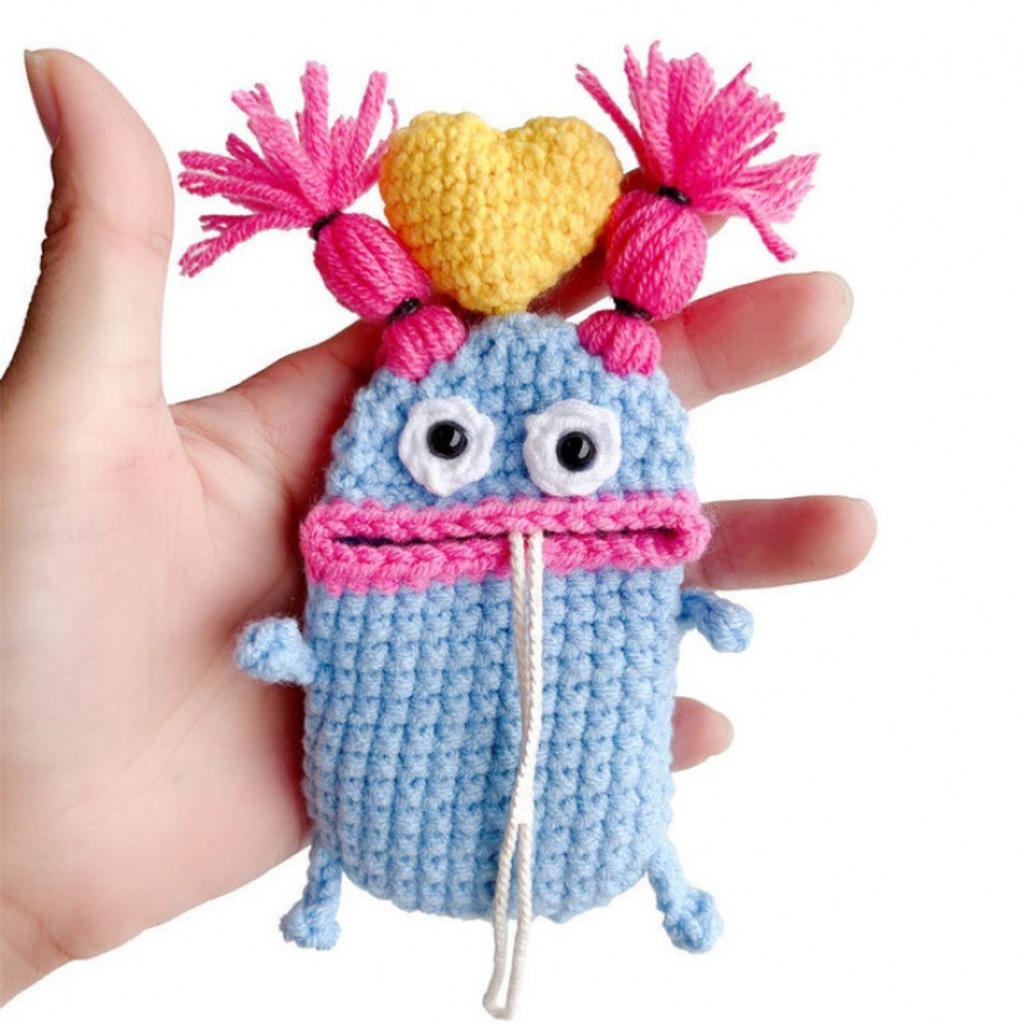 Hand-Crocheted Car Key Fob Cover, Big Mouth Key Protector, Cute Yarn Keychain for Car Keys, Unique Handmade Gift Car Key Cases