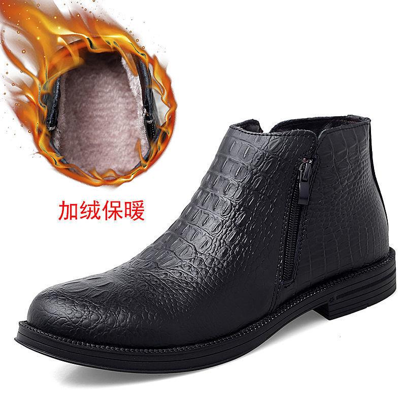 

Чоловічі черевики з натуральної шкіри, плюшеві теплі на платформі, чоловічі черевики в стилі панк, вуличні мотоциклетні черевики, нове чоловіче робоче взуття, розкішне чоловіче взуття 43