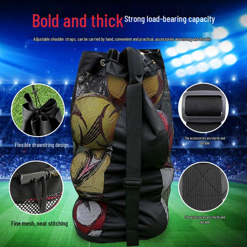 Large Capacity Mesh Bag for Sports Equipment: Football, Basketball & Volleyball Storage