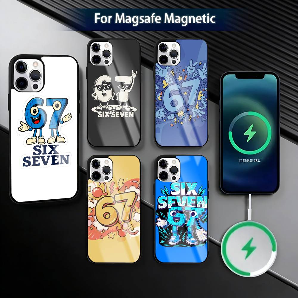 67 Six-S-Seven Phone Case For iPhone17,16,15,14,13,12,11 Plus,Pro Magnetic For Magsafe Wireless Charging