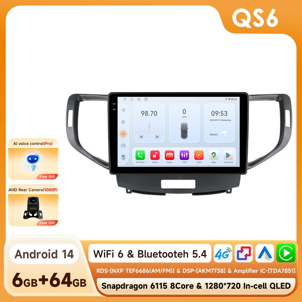 4G WIFI Carplay for Honda Accord 8 Acura TSX 2008 2009 2010 2011 2012 Car radio Android 12 Multimedia Video player 6115 Stereo