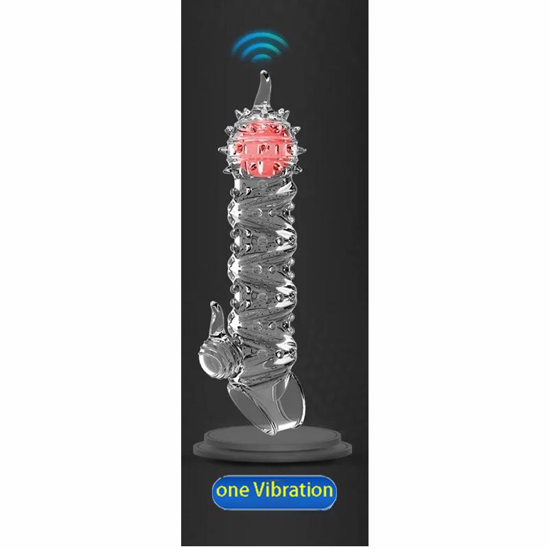 Male Extend Sleeve Penis Extender Vibrate Reusable Condoms Enhancer Sex Toys For Men Delay Ejaculation Cock Nozzle