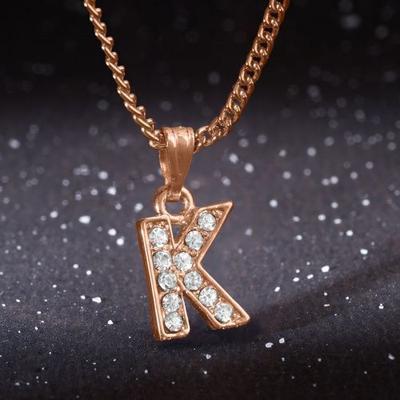 Rosegold Splendid Women's Letter K Pendant with Medium Austrian Crystals