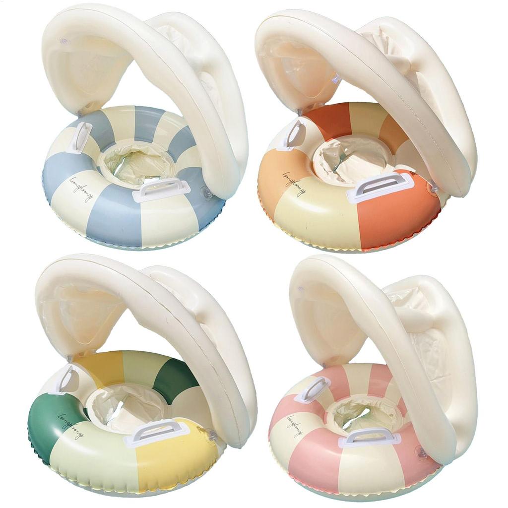 Baby Swimming Float Inflatable Circle Baby Pool Float Ring with SunShade Baby Bathing Swimming Pool Toys for Babies 3-36 Months