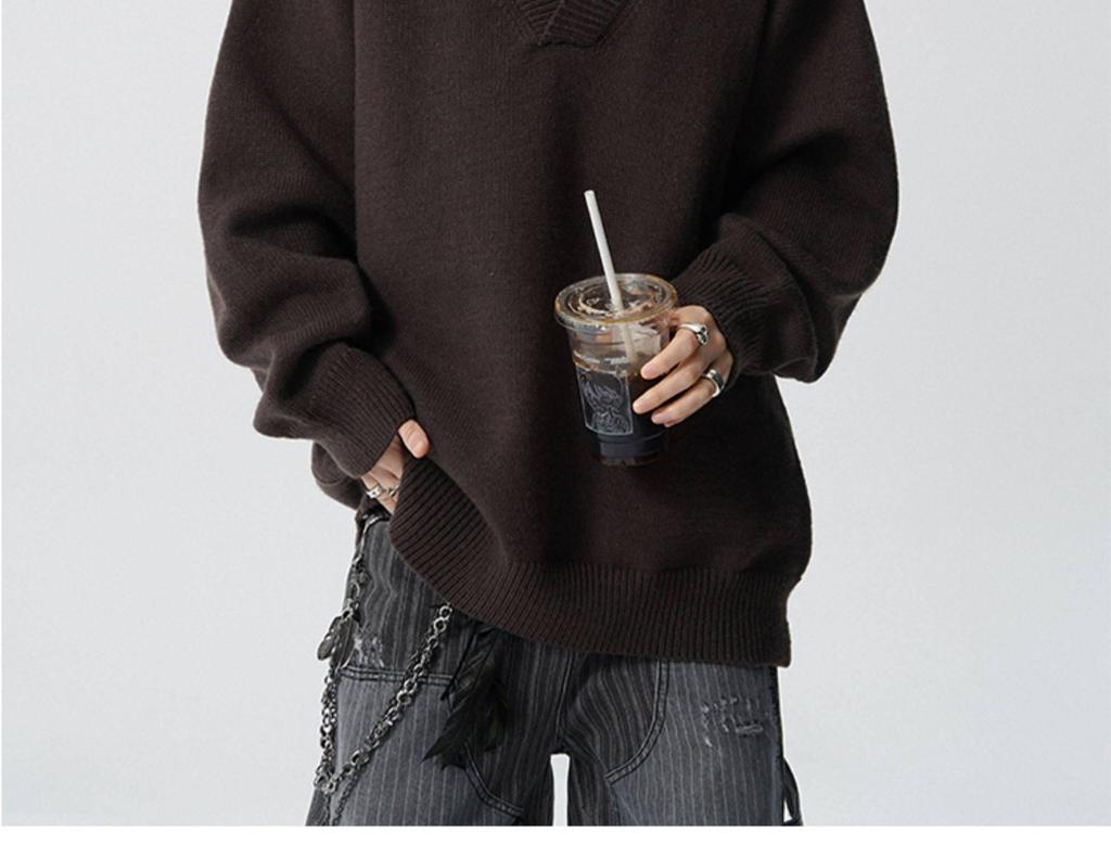 Vintage Style Men's Lapel Sweater: Patchwork Knitwear Pullover for Spring/Autumn