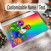 Personalized Crystal Velvet Carpet Custom Name Text,Rainbow Friends Anti Slip Area Rug For Home Decoration