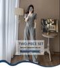 Women's Summer Casual Two-Piece Set: Stylish Korean Short Sleeve Top & Wide Leg Pants