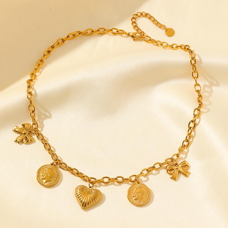 

Ожерелье с подвеской в виде сердца для женщин, модная бижутерия с 18-каратным золотым покрытием, водонепроницаемый подарок