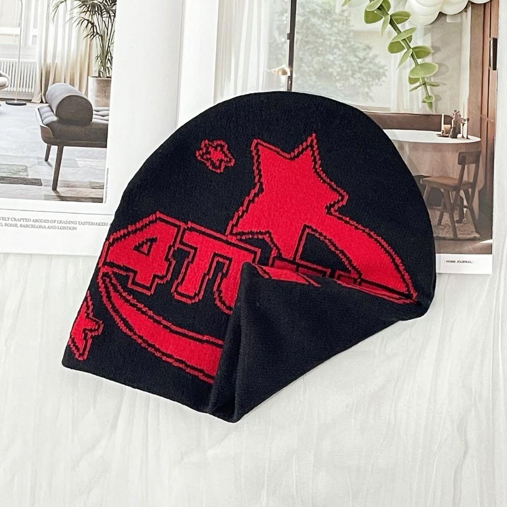 Elastic Beanies Cap Thickened Jacquard Hat Fashion Knitted Hat  Men Women