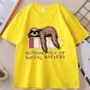 Running Out of Social Battery Sloth T Shirt Unisex Women Funny Graphic T Shirts Casual Round Neck Printed Short Sleeve Male