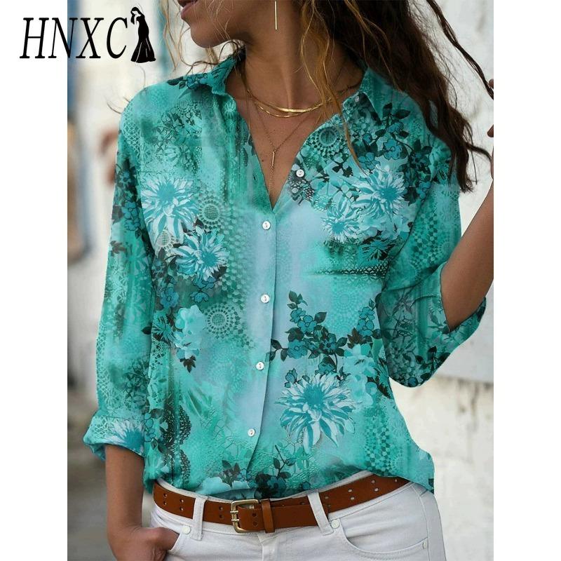 HNXC 38 Color Women's Fashion Casual Long Sleeve POLO Neck Blouses & Shirts