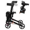Seniors Walker Foldable Rollator with Seat Brake Backrest 8-inch Big Wheels Height Adjustable Rolling Heavy Duty Walker Supports 350Lbs