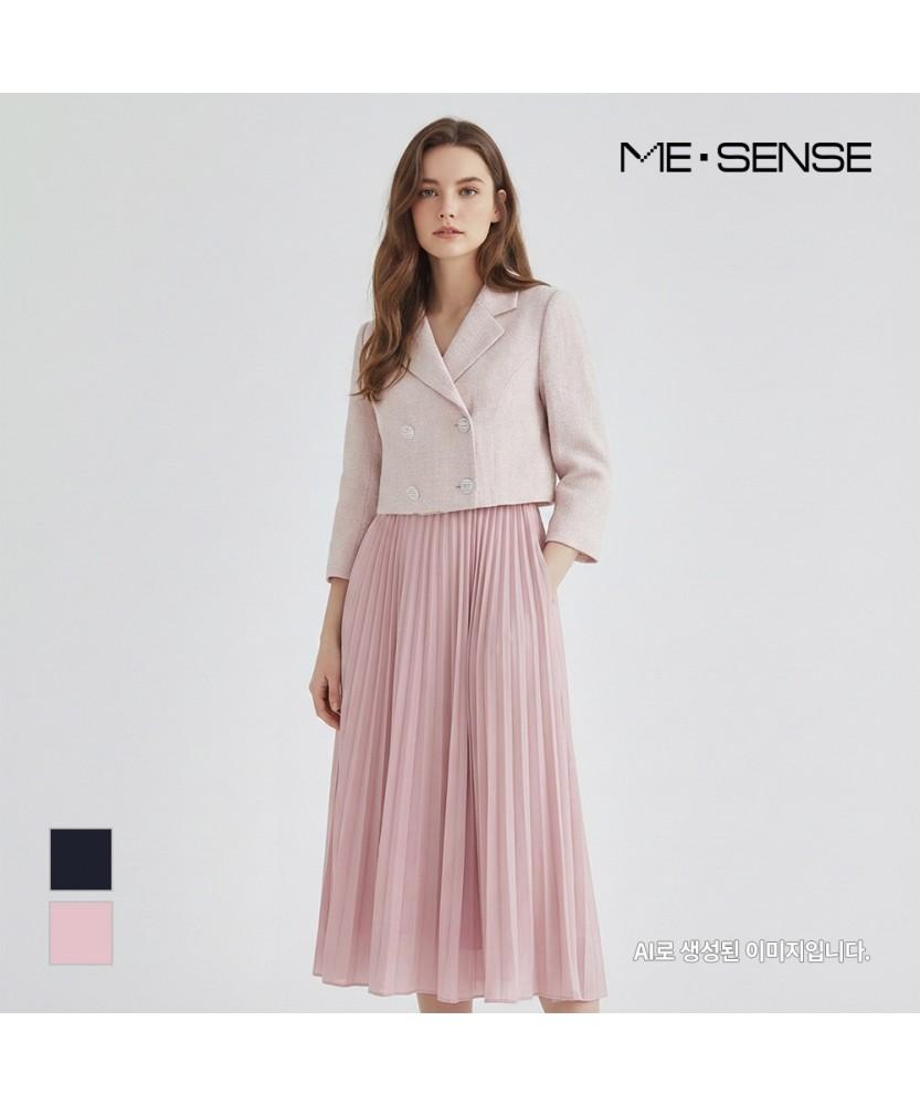 MESENSE Pleated Hem Contrast Dress_Mb33Opm182A