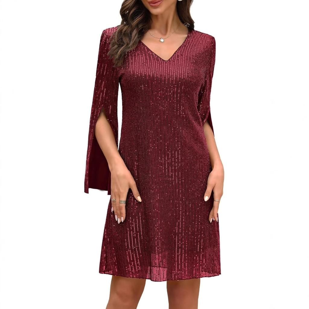 European and American new sequin sexy V-neck pencil short dress, loose dress for socialites
