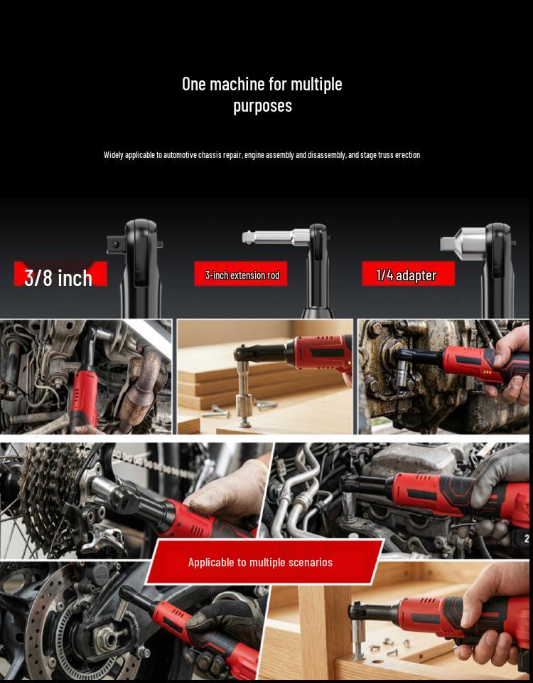 21V Electric Right Angle Ratchet Wrench with Lithium Battery for Auto Repair and Installation