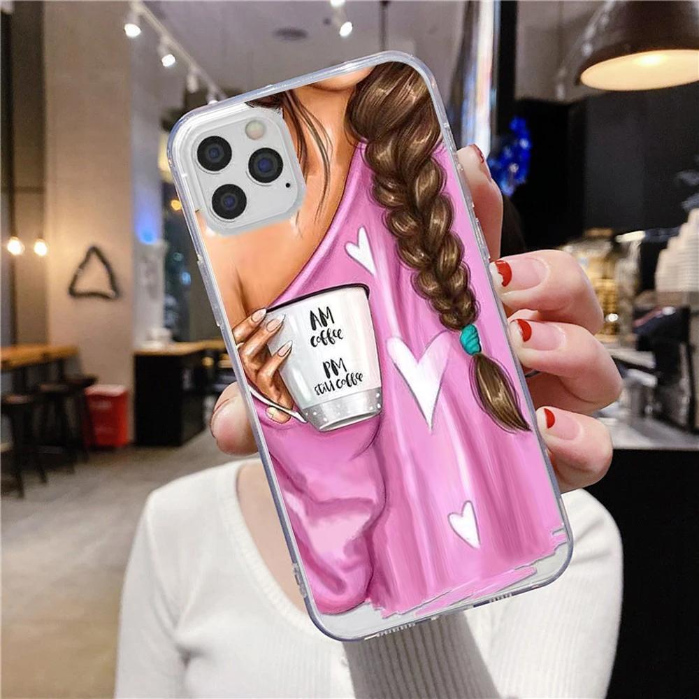 

Fashion Girl Back View Illustration Pattern Phone Case for iPhone 17 16 15 14 13 12 11 16E Series Pro Max Plus iphone 11 Pro