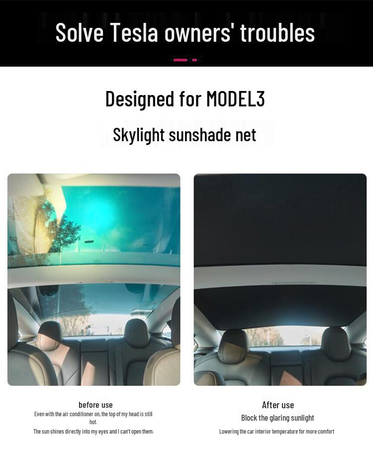 Tenda parasole per Tesla Model 3 (Edizione Starlight, 2022) - Tendalino per tettuccio apribile