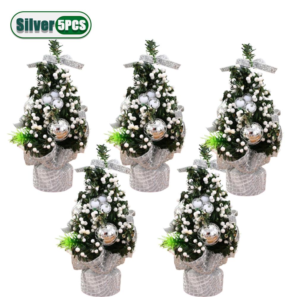 1-10PCS Mini Christmas Tree 20cm Desktop Decor with Gift Box Creative Holiday Ornament for Kids Room Office Party Decoration