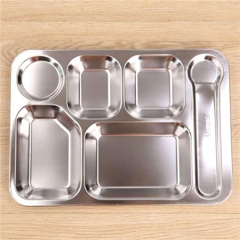 Jiejiajie B220 304 Stainless Steel Six-Compartment Meal Tray