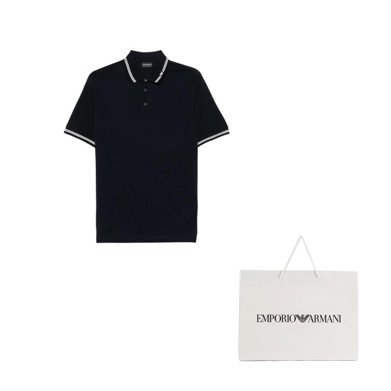 EMPORIO ARMANI Piped Collar Piqué Polo Shirt EM000852-AF12955-FB274