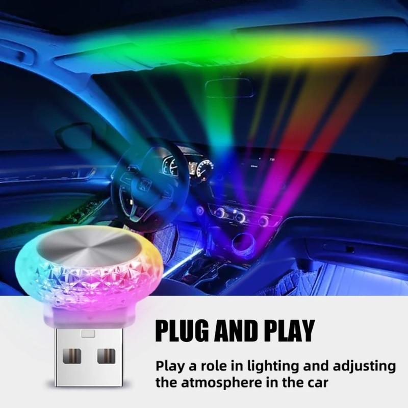 USB Car Ambient Lights, LED Color Changing Night Light Without Modification for Car Interior & Home Indoor Decoration Lamp