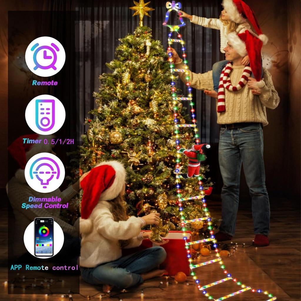 Mehrfarbige RGB Santa Kletterleiter Lichterkette für Weihnachtsdekoration im Außenbereich