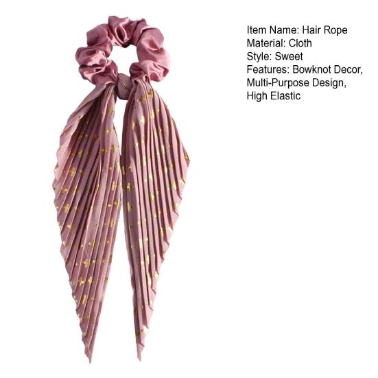 Long Style Hair Rope High Elastic Handmade Pleated Long Bowknot Ribbon Hair Tie Adjustable Hair Accessories