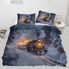 Retro Train Bedding Set for Kids Winter Comforter Cover Set Single Size Winter Landscape Duvet Cover Bedding Set Collection 2Pcs