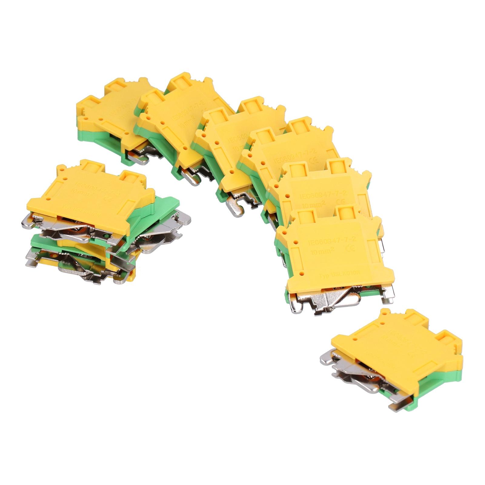 

50Pcs DIN Rail Mount Terminal Flame Retardant Grounding Terminals Block 76A USLKG 10