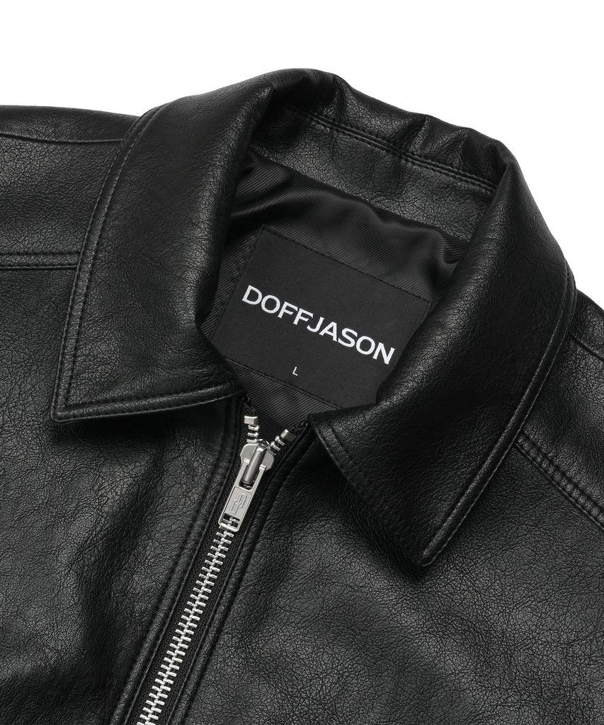 Doffjason Oversized Phantom Leather Jacket Black