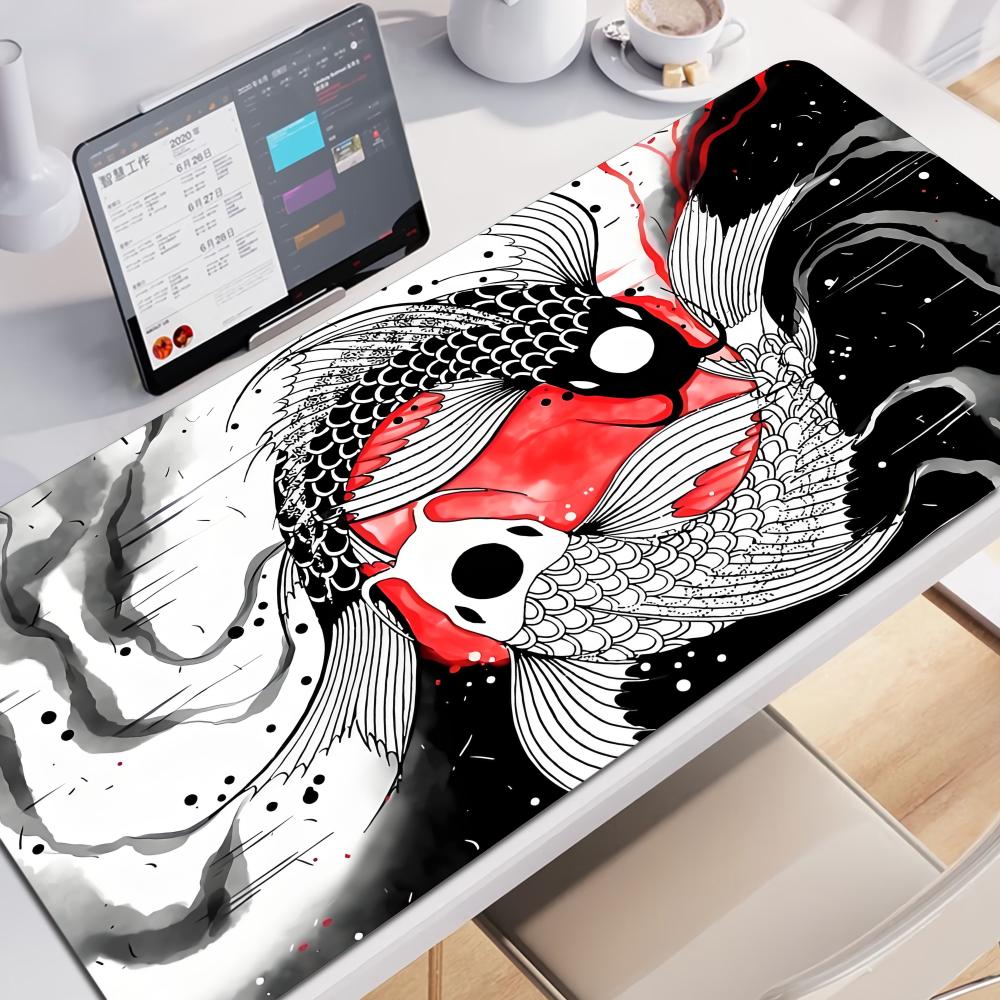 Large Tai Chi Fish Mousepad Gamer XXL Gaming Mouse Pad Rubber Waterproof Big Laptop Notebook Desk Mat Game Neutral Mouse Mat