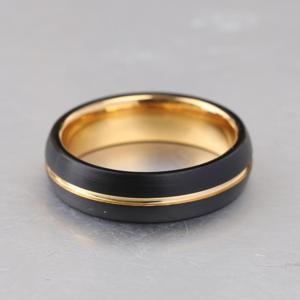 Čierny Zlatý 6MM Tungstenový Oceľový Prsteň Titánový Svadobný Prsteň Unisex Módne Šperky