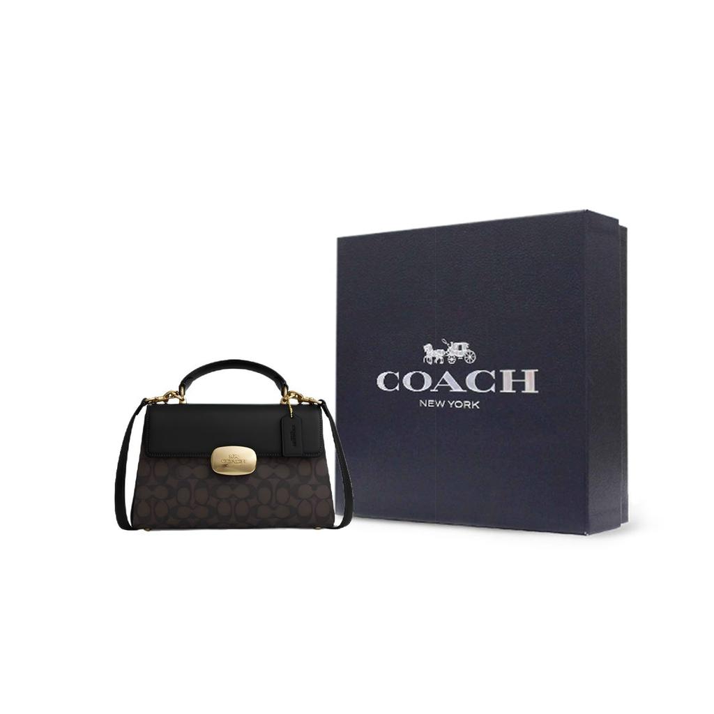 Coach Eliza Handtasche aus Kunstleder, Umhängetasche Groß Damen Schwarz CW012-IMXAQ