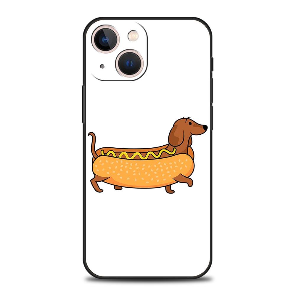 Dackel Würstchenhund Luxus Handyhülle Für Apple iPhone 16 11 15 14 Pro MAX 12 13 7 8 Plus X XR XS SE Silikon Schwarze Hülle