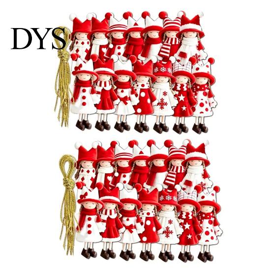 Decorative Hanging Ornaments for Shop Girl Christmas Ornaments, 2D Flat Wooden Red White Rustic Tree Holiday Figure Decoration Tree, Mantel,