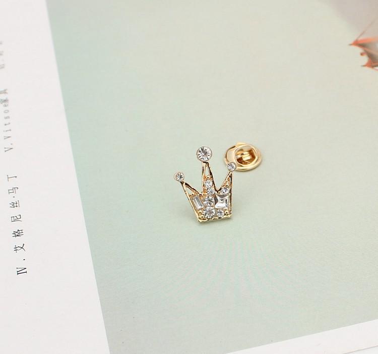 Rhinestones Crystal Mini Little Crown Men And Women Brooch, Korean Version Of Retro Suit Crystal Collar Accessories Cheap-brooch золотой