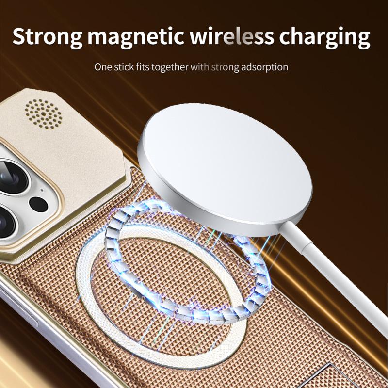 Magnetic PU Leather Aromatherapy Bracket Phone Case For iPhone 12 13 14 15 16 17 Pro Max Plus Wireless Charging Borderless Cover