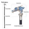 Golden Blue Luxury Dragon Head Walking Cane Fashion Decorative Walking Stick Gentleman Elegant Cosplay Cane Knob Crosier 94cm