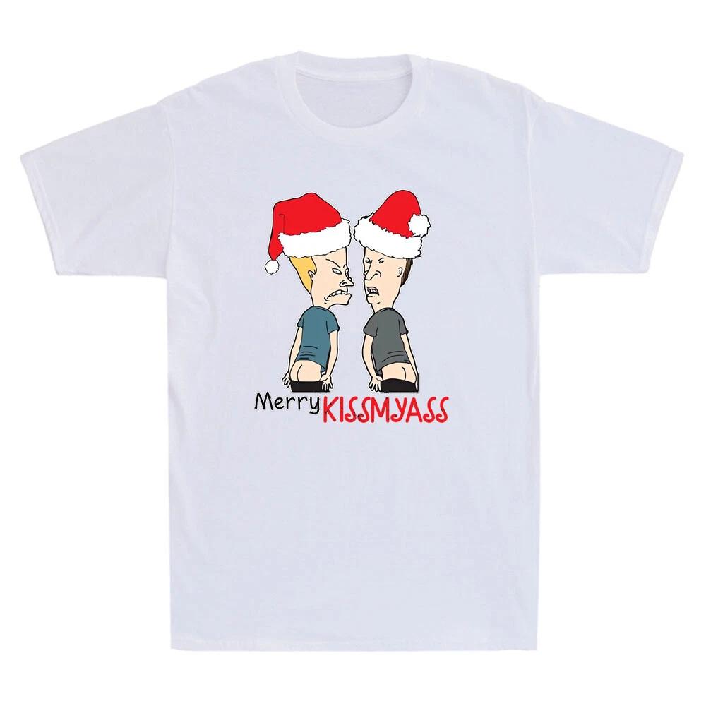 Beavis And Butthead Merry Kissmyass Funny Santa Claus Meme Vintage Men s T-Shirt S