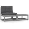 Day and Night - Day and Night 2-piece Garden Furniture Set with Gray Pine Wood Cushions