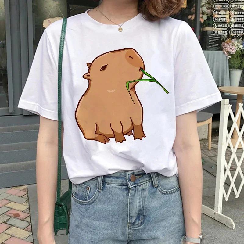 Cute Capybara Clothing T-Shirt Women Vintage Cartoon T Shirt Female Casual Anime Top Tees T Shirt Manga Women Graphic Tee Tops