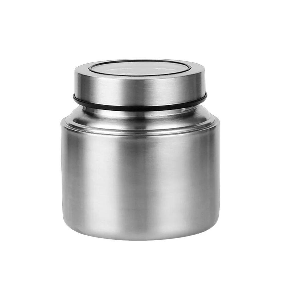

Stainless Steel Tea Tin 800/950/1500ml Large Capacity Tea Jar with Visual Cover Moisture-proof Coarse Grains Storage Box