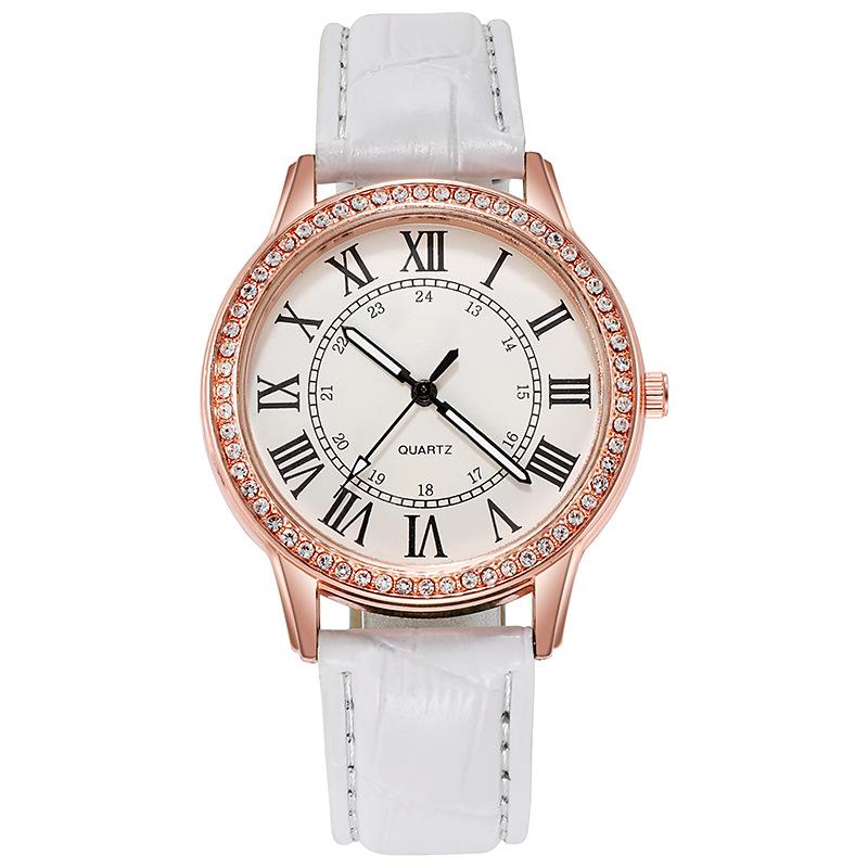 Stylish And Simple Roman Numeral Belt With Diamond Luminous Watch Women'S Quartz Watch